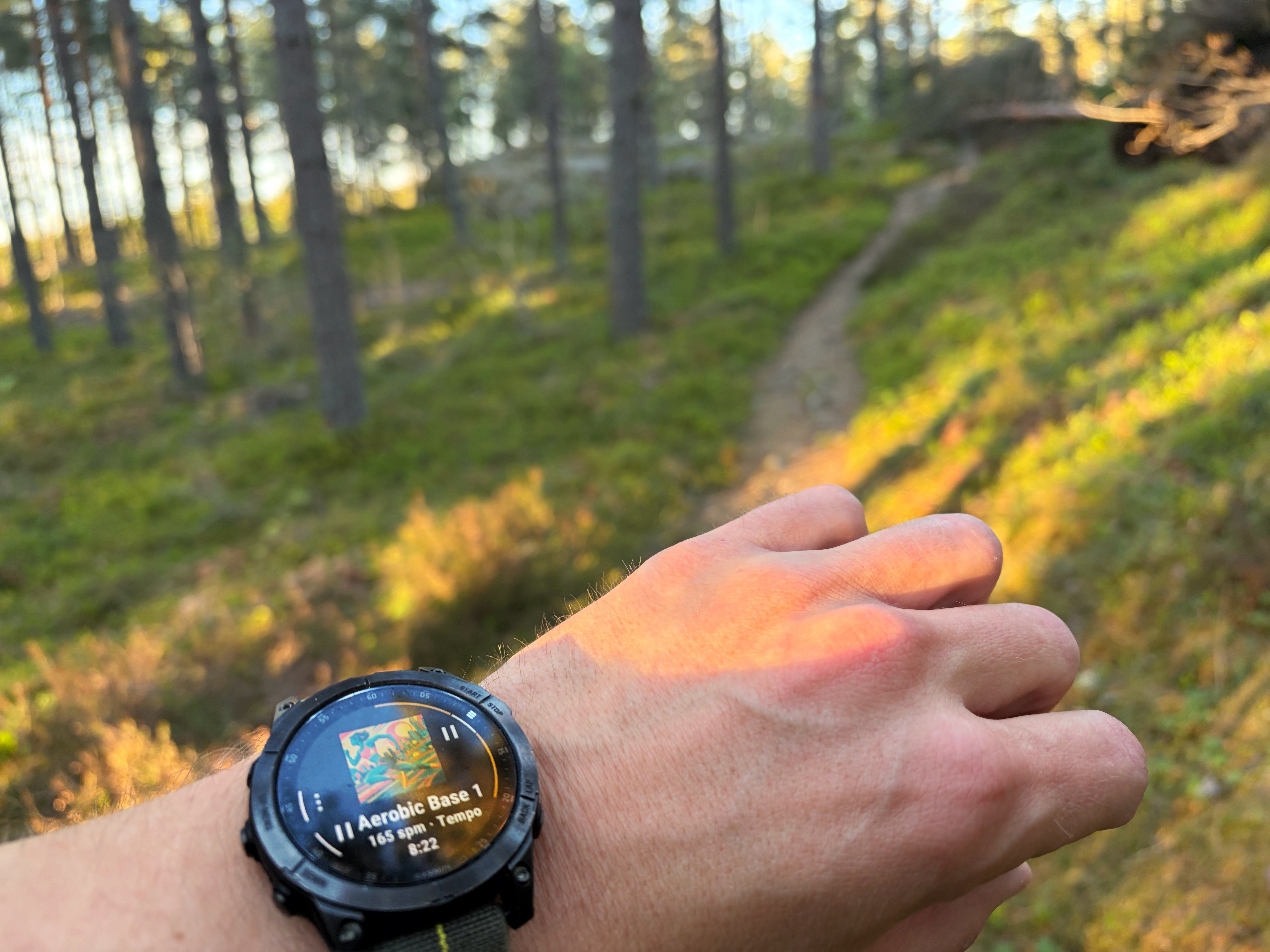 Hero photo: Beatpace on a Garmin, on the trail