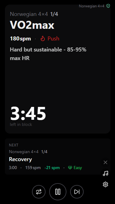 Screenshot: player mid-workout